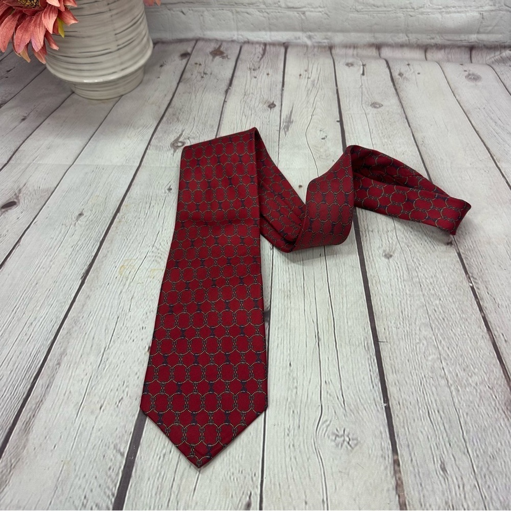 vintage bert pulitzer Lord & Taylor Red equestrian Patterned Men's silk Tie